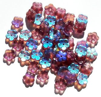 50 3x8mm Matte Amethyst AB Cupped Flower Beads