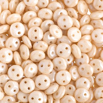50 6mm Chalk Champagne Two Hole Glass Lentil Beads