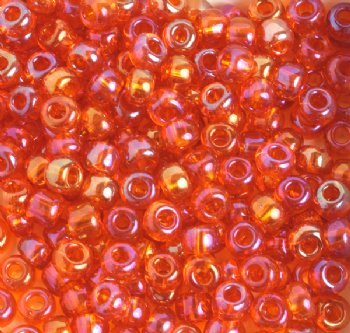 20 Gram Vial of 2/0 Transparent Orange AB Seed Beads