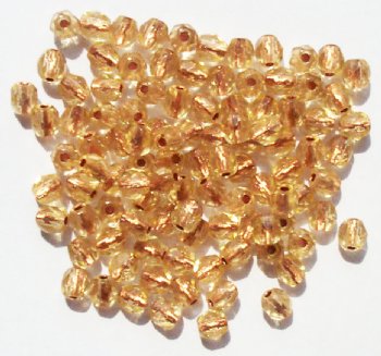 100 4mm Faceted Copperlined Light Topaz Firepolish Beads