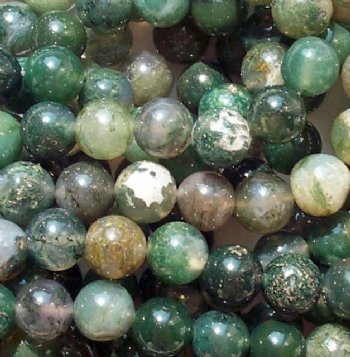 16 inch strand of 8mm Round Moss Agate Beads