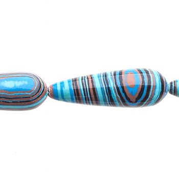 8, 25x8mm Global Chic Reconstructed Stone Teardrop Beads - Abstract Blue and Brown