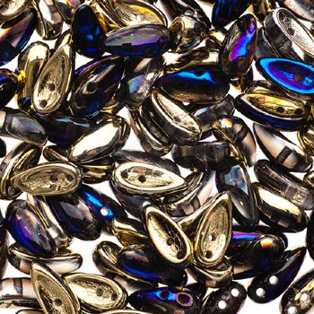 25, 4x11mm California Blue Czech Glass Chilli Beads