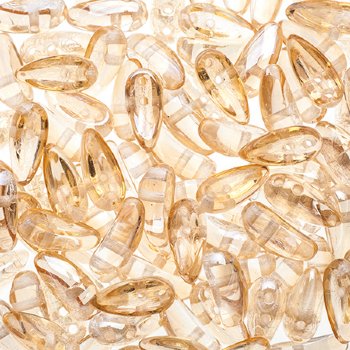 25, 4x11mm Crystal Honey Half Coat Glass Chilli Beads