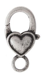 5 27mm Antique Silver Plain Heart Lobster Clasps