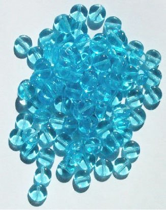 100 6x3mm Transparent Aqua Glass Disk Beads