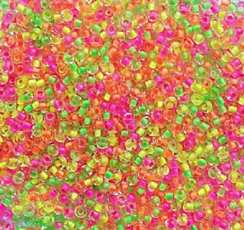 50 Grams of 10/0 Neon Mix Color Lined Crystal Seed Beads