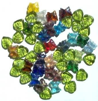 50 8mm Glass Leaf & Butterfly Bead Mix