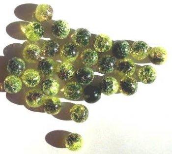 30 10mm Green and Dark Purple Crackle Beads