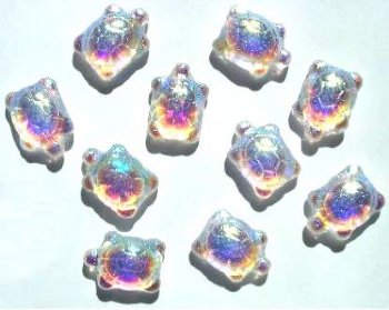 10 19mm Transparent Crystal AB Turtle Beads