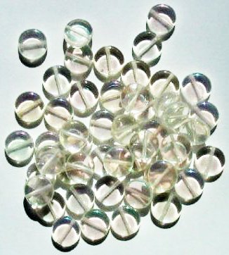 50 8x3mm Transparent Crystal Lustre Flat Disk Beads