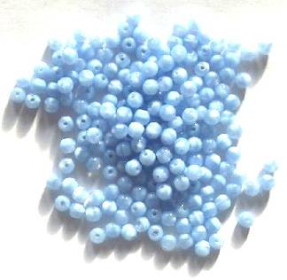 100 4mm Satin Light Sapphire Round Glass Beads