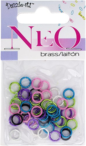 Pack of 50 6.8mm Mixed Neon Coated Jump Rings