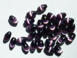 30 6x4mm Amethyst Fiber Optic Oval Beads