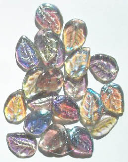 25 14mm Black Diamond AB Leaf Beads