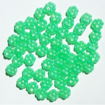 50 8mm Milky Green Lustre Flower Beads