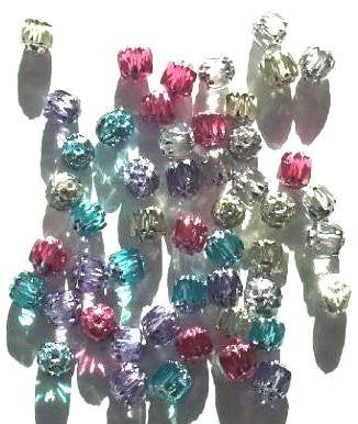 Cathedral 50 6mm Triangle Faceted Silver Tipped with Coated Ends - Mix Pack