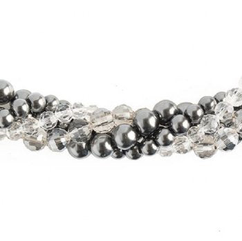 Black Magic Hollyhock Crystal Lane 5 Strand Twisted Bead Set