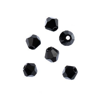 96, 4mm Faceted Opaque Black Crystal Lane Bicone Beads