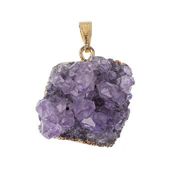 1, 20x25mm Amethyst Cluster with Gold Plated Bail