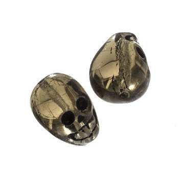 10 15mm Black Diamond Glass Skull Beads