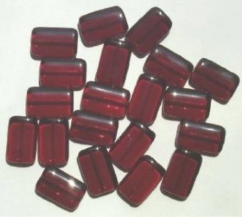 20 18mm Garnet Chiclet Glass Beads