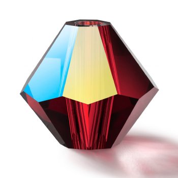 25, 6mm Vivid Siam AB Preciosa Rondell / Bicone Beads