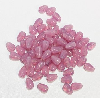50 9x6mm Milky Pink Opal Drop Beads