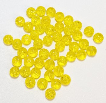 50 6mm Transparent Yellow Crackle Glass Beads