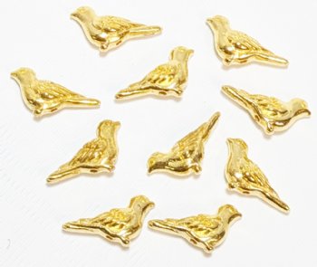 10, 7x14mm Bright Gold 3D Bird Metal Beads