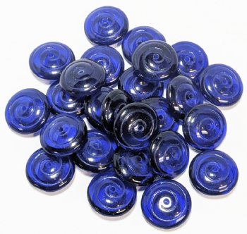 25 13mm Transparent Cobalt Glass Cinnamon Bun Beads