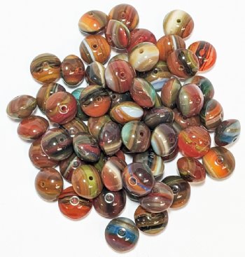 60 6x9mm Multi Marble Glass Spacer Beads