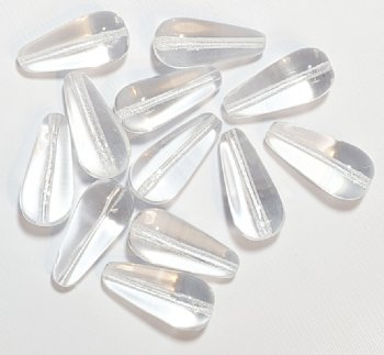 12, 20x9mm Transparent Crystal Drop Beads