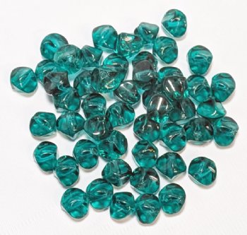 50, 6mm Transparent Emerald Ruffled Round Glass Beads