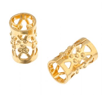 50 8x5mm Gold Plated Filigrae Metal Tube Beads