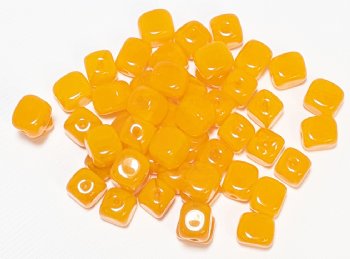 40, 6x7mm Milky Orange Opal Cube Beads