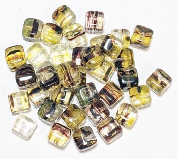 40 7x7mm Crystal, Amethyst, and Yellow Cube Beads