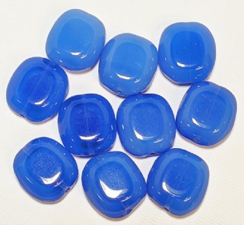 10, 17x16x8mm Milky Blue Opal Flat Oval Beads