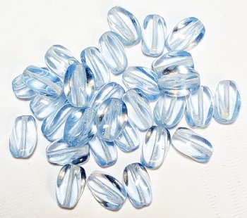 30, 11x8mm Transparent Light Sapphire Twisted Oval Beads