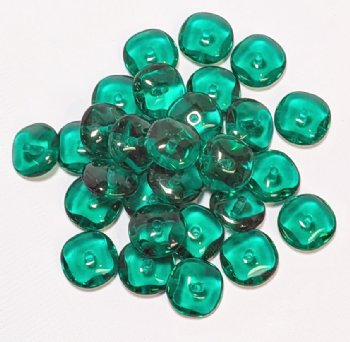 30, 5x9mm Transparent Emerald Ruffled Rondelle Beads