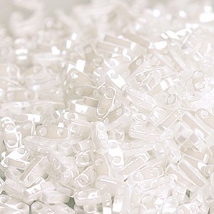 TLQC-0420 5 Grams Opaque White Lustre Quarter Cut Two Hole Miyuki Tila Beads