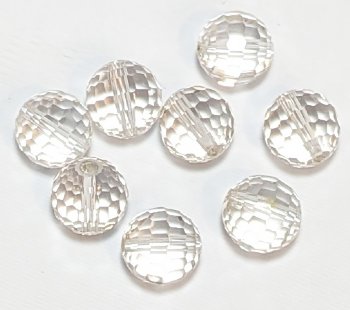 8, 8mm Round Faceted Rich Cut Crystal Quartz Beads