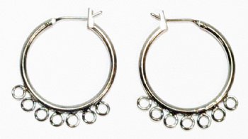 One Pair of 23mm 7 Drop Rhodium Hoop Earrings