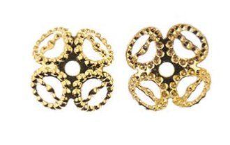 48, 8mm Gold Plated Filigree Bead Caps