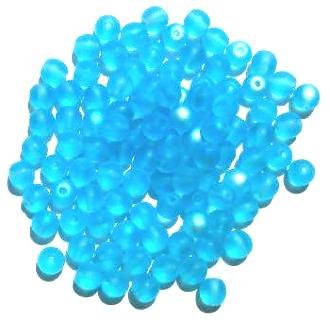 50 6mm Transparent Matte Aqua AB Round Beads