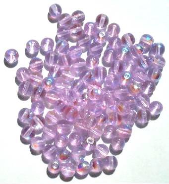50 6mm Transparent Alexandrite AB Round Glass Beads