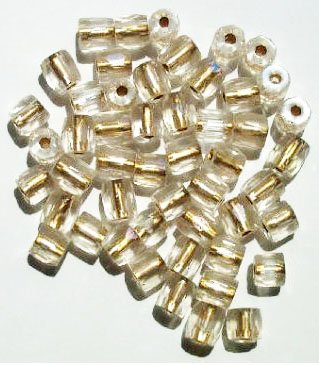 50 7mm Ornelia Cut Gold Lined AB Beads