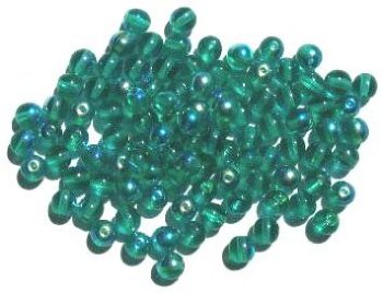 50 6mm Transparent Blue Zircon AB Round Glass Beads