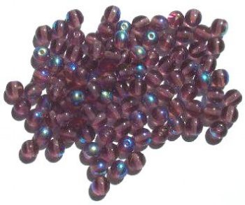 50 6mm Transparent Amethyst AB Round Glass Beads