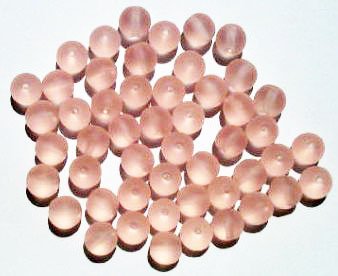 25 8mm Round Transparent Matte Rosaline Glass Beads